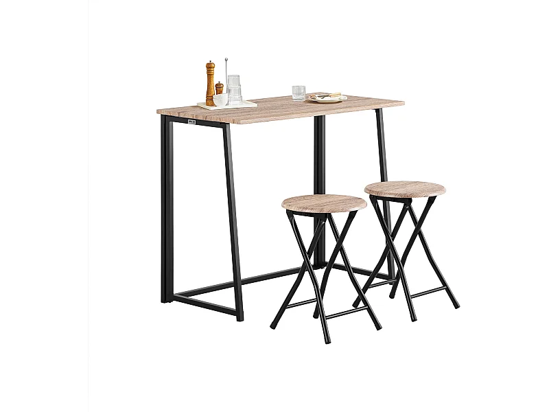 Set De 1 Table + 2 Chaises Table À Manger Table De Cuisine Table De Balcon, Ogt18-n