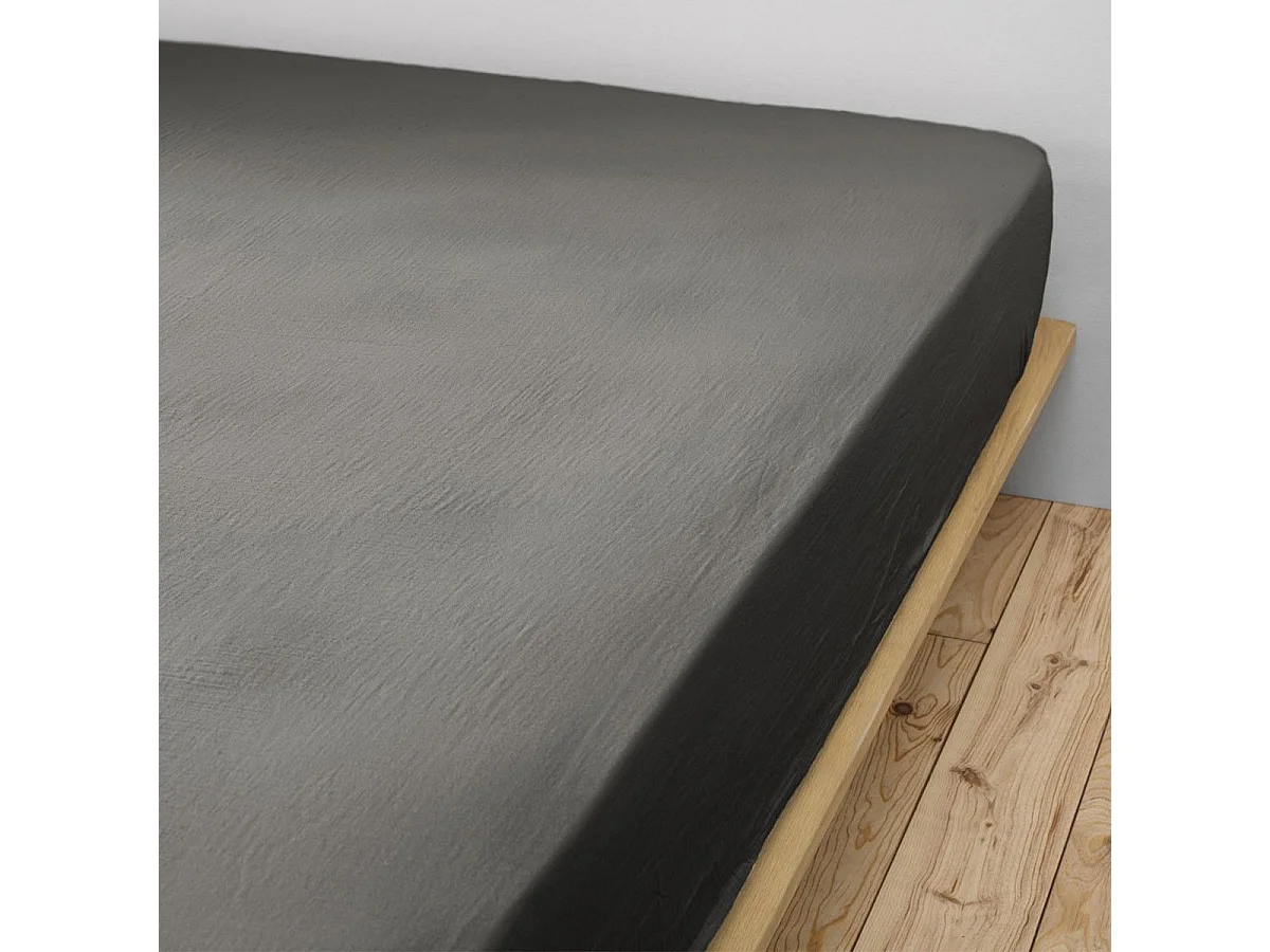 OUREA - Drap Housse 140x190cm Gaze de Coton Granit