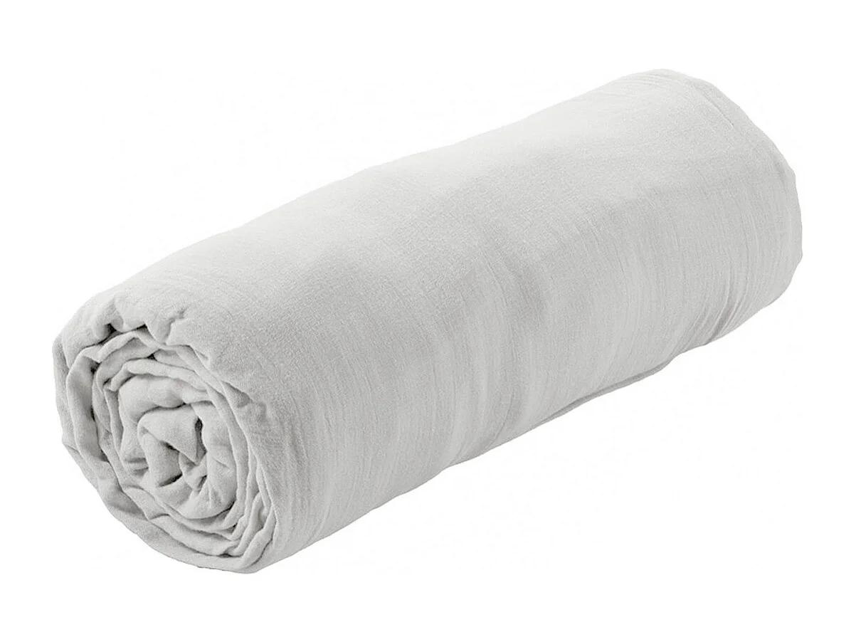 OUREA - Drap Housse 140x190cm Gaze de Coton Nuage