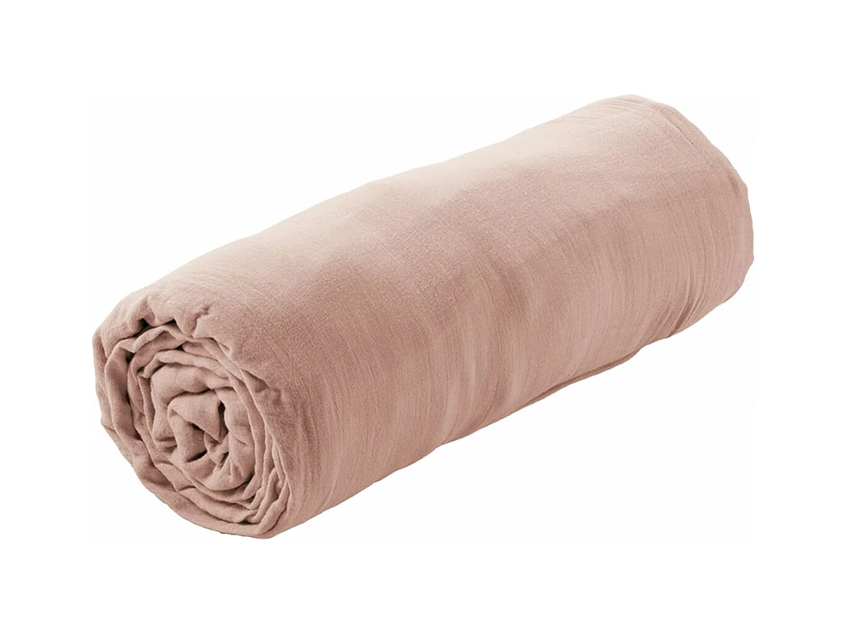 OUREA - Drap Housse 90x190cm Gaze de Coton Guimauve