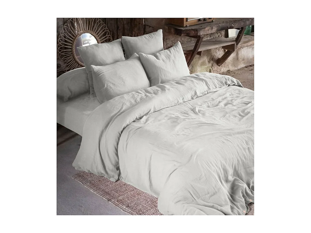 OUREA - Drap Housse 90x190cm Gaze de Coton Nuage