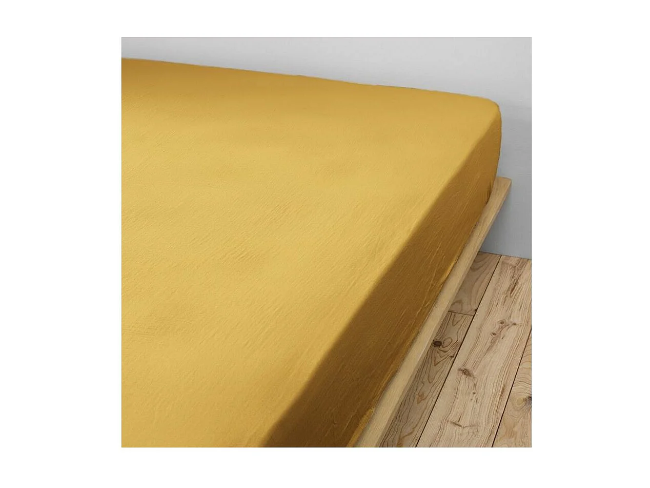 OUREA - Drap Housse 180x200cm Gaze de Coton Safran