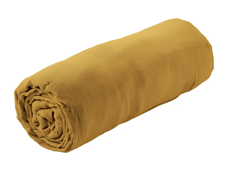 OUREA - Drap Housse 160x200cm Gaze de Coton Safran