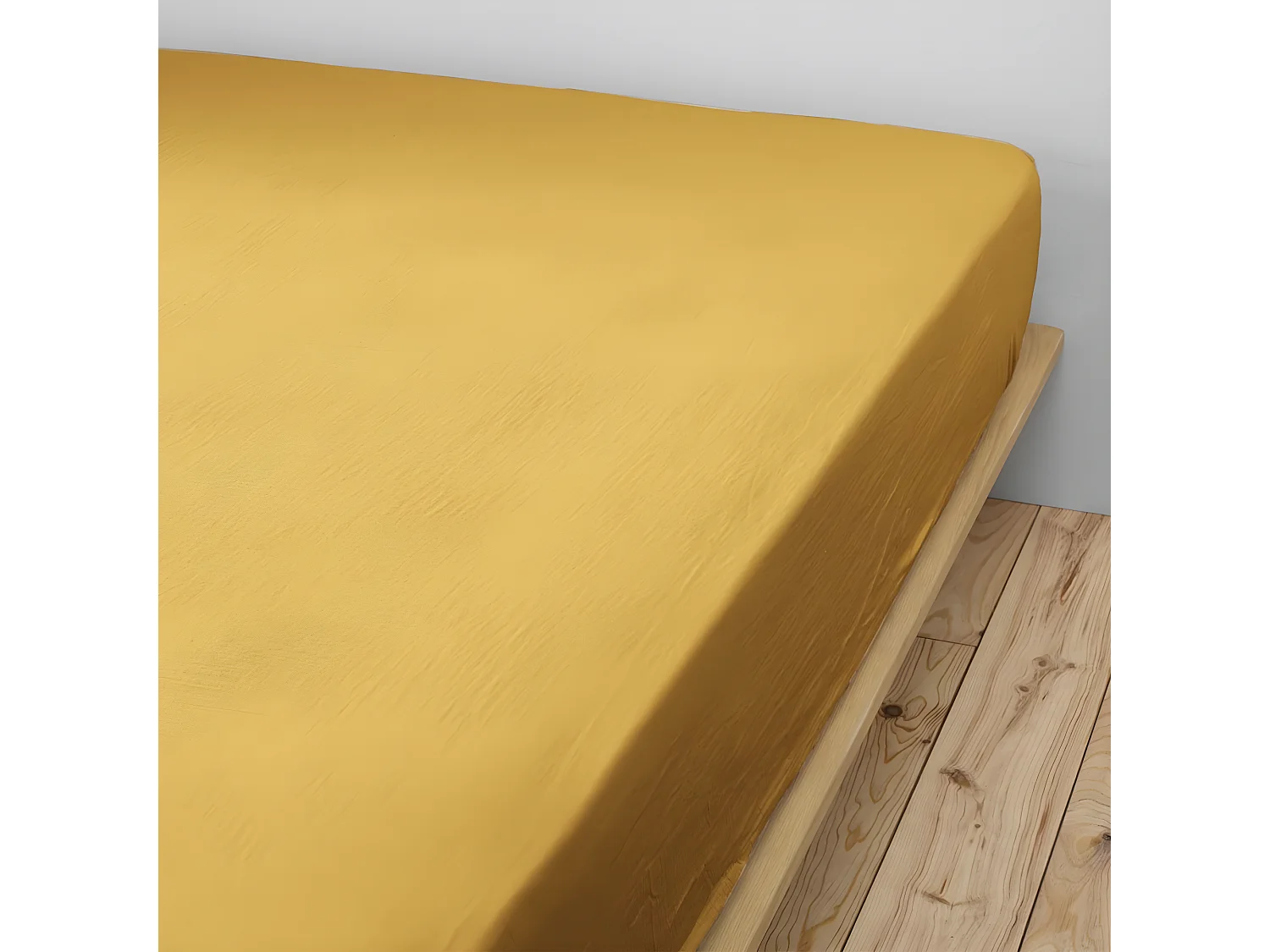 OUREA - Drap Housse 160x200cm Gaze de Coton Safran