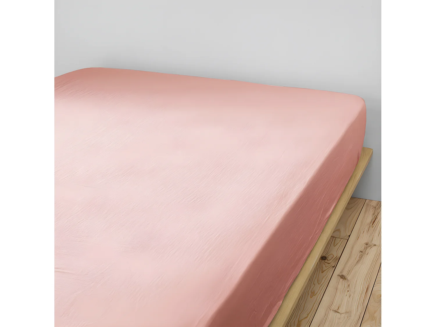 OUREA - Drap Housse 140x190cm Gaze de Coton Rose Pêche