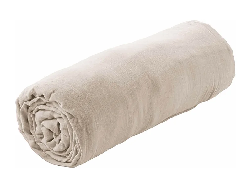 OUREA - Drap Housse 160x200cm Gaze de Coton Pampa