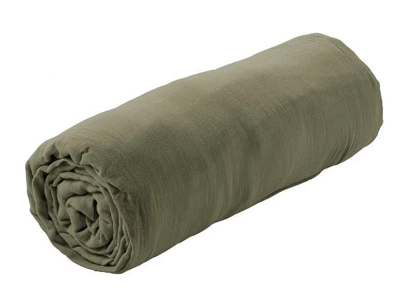 OUREA - Drap Housse 180x200cm Gaze de Coton Romarin