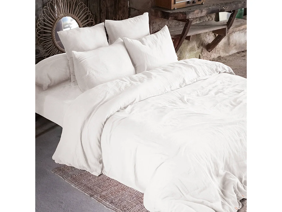 OUREA - Drap Housse 180x200cm Gaze de Coton Chantilly