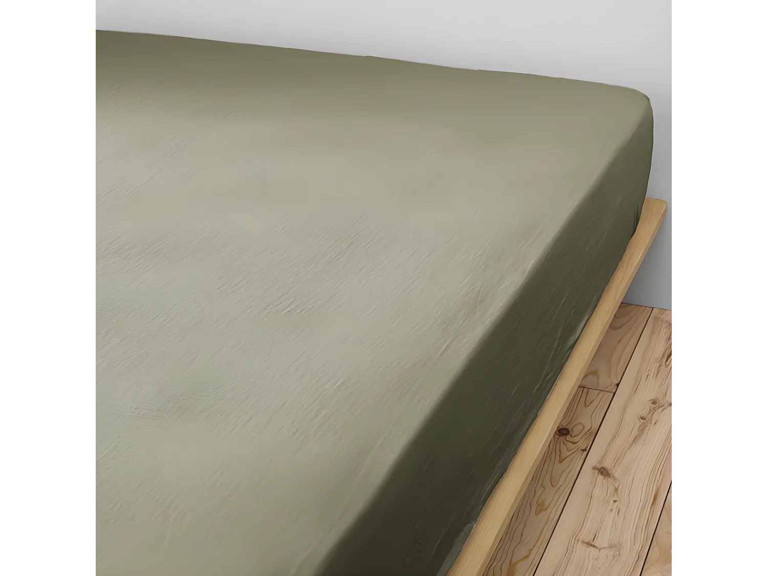 OUREA - Drap Housse 160x200cm Gaze de Coton Romarin