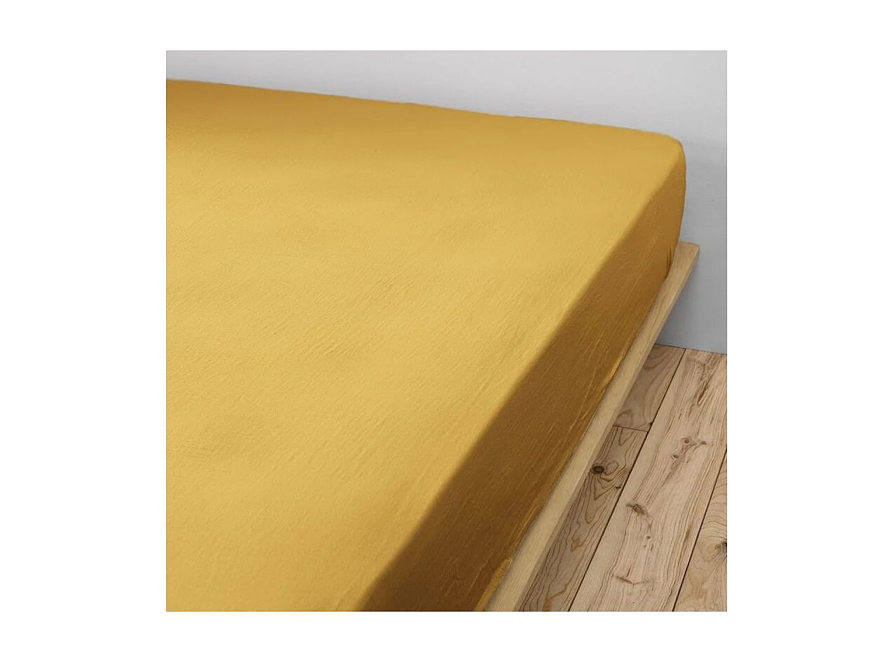 OUREA - Drap Housse 140x190cm Gaze de Coton Safran