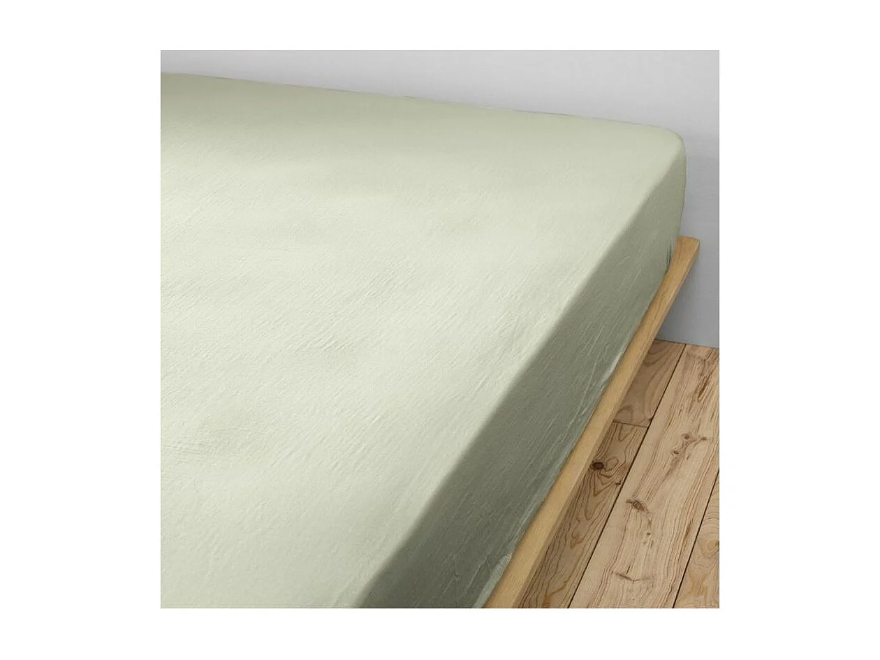 OUREA - Drap Housse 140x190cm Gaze de Coton Vert d'Eau