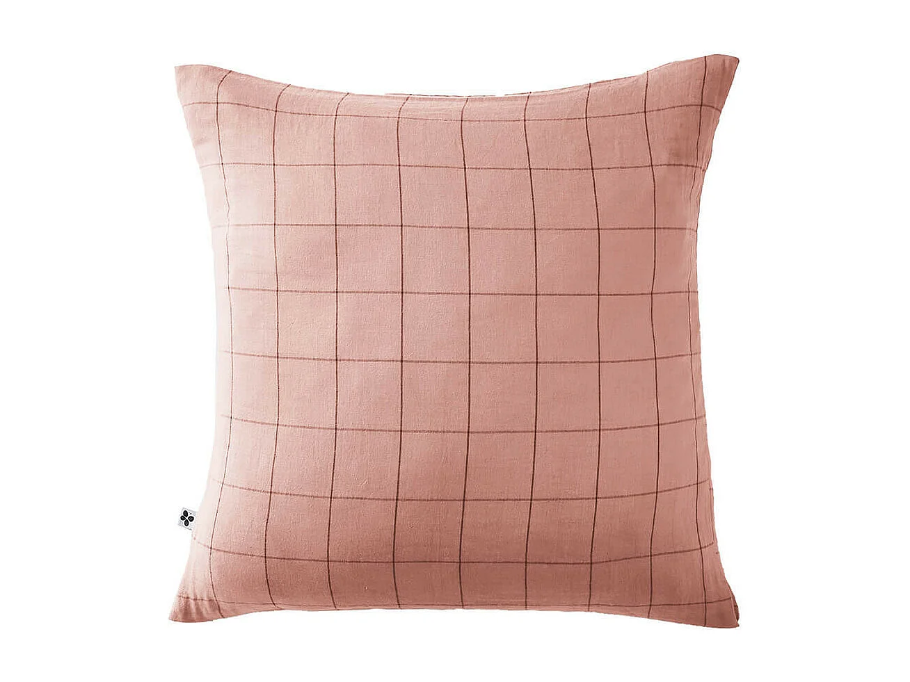 OUREA MOTIF - Taie d'Oreiller 60x60cm Gaze de Coton Rose Pêche à Grands Carreaux