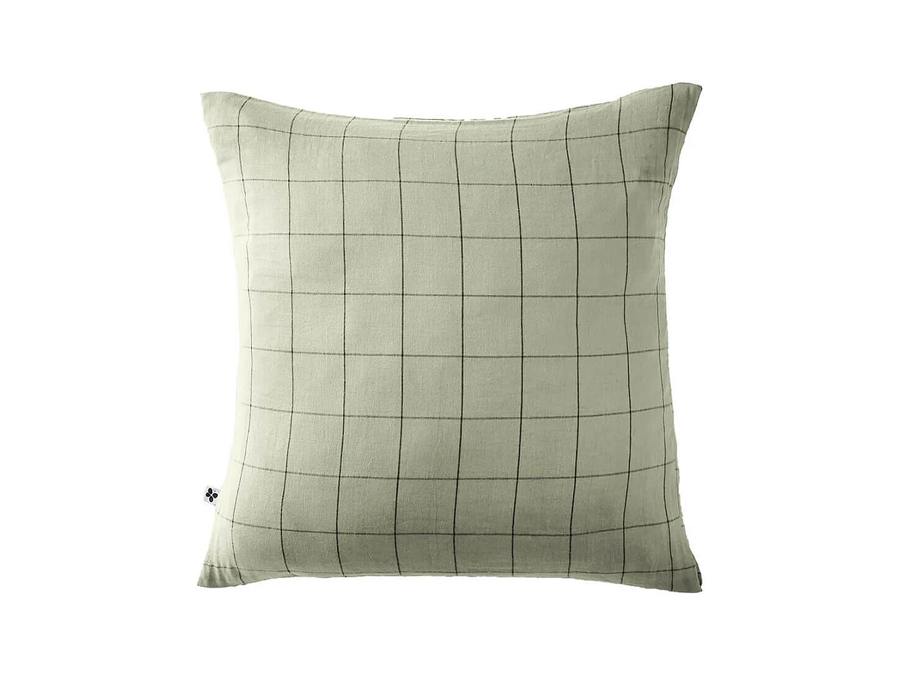 OUREA MOTIF - Taie d'Oreiller 60x60cm Gaze de Coton Vert d'Eau à Grands Carreaux