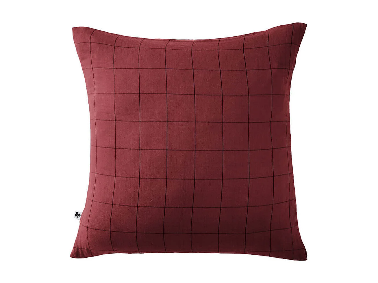 OUREA MOTIF - Taie d'Oreiller 60x60cm Gaze de Coton Lie de Vin à Grands Carreaux
