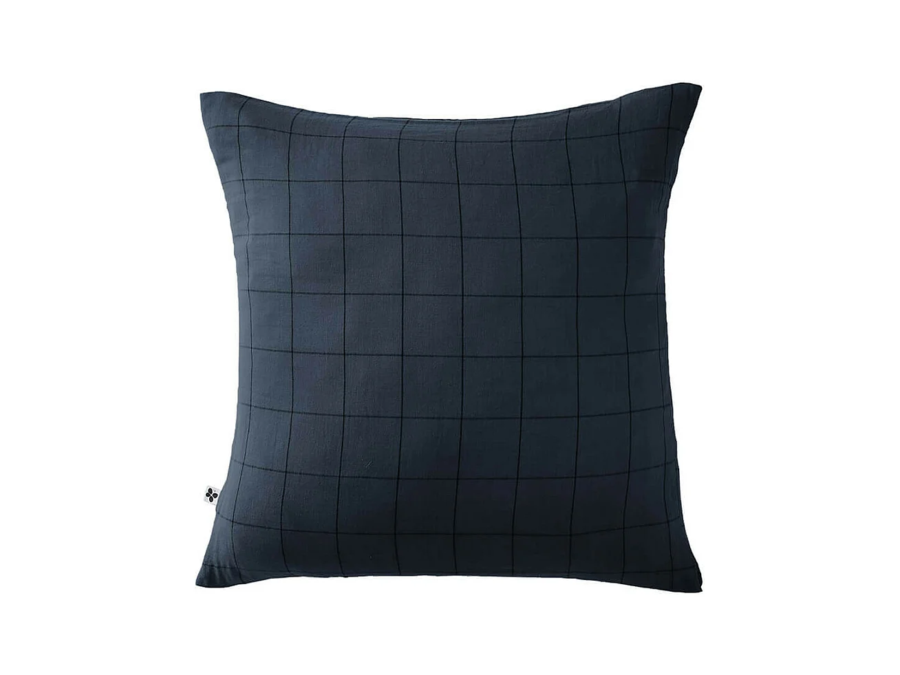 OUREA MOTIF - Taie d'Oreiller 60x60cm Gaze de Coton Minuit à Grands Carreaux