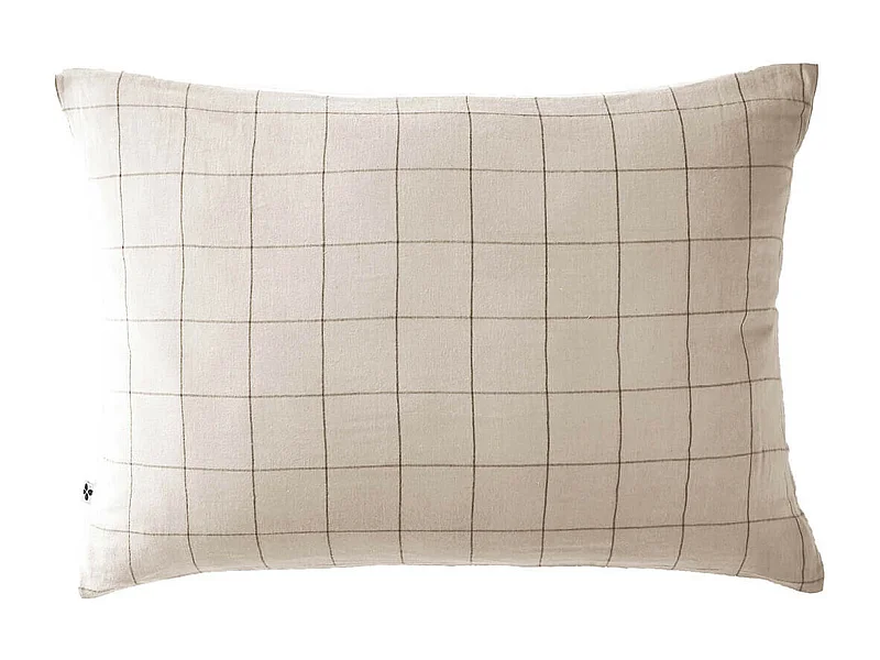 OUREA MOTIF - Taie d'Oreiller 50x70cm Gaze de Coton Pampa à Grands Carreaux