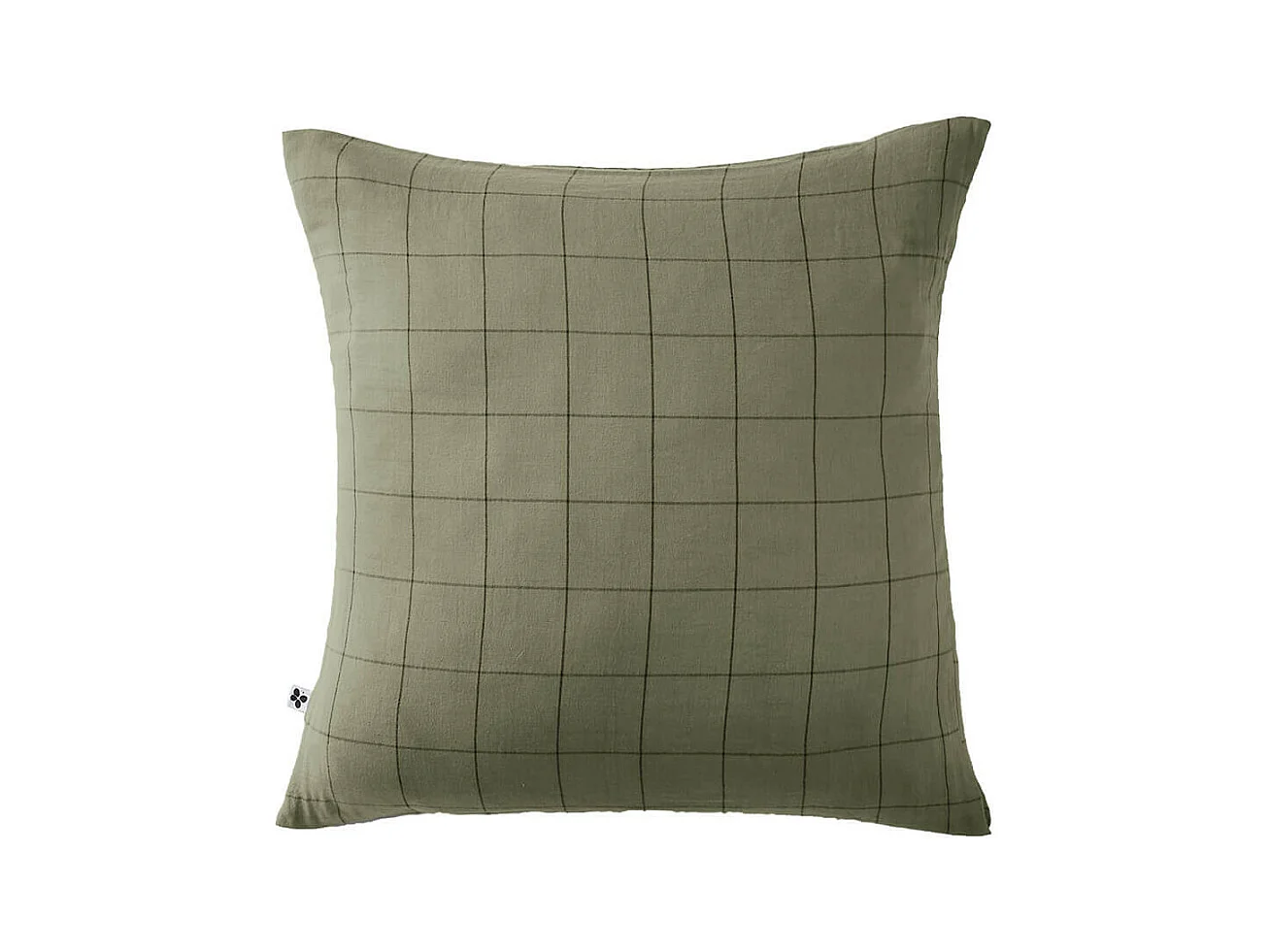 OUREA MOTIF - Taie d'Oreiller 60x60cm Gaze de Coton Romarin à Grands Carreaux