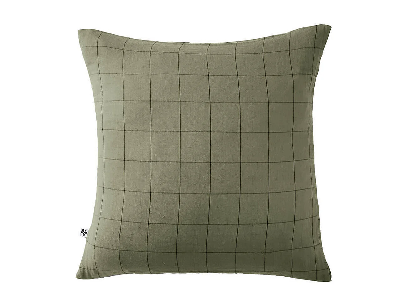 OUREA MOTIF - Taie d'Oreiller 60x60cm Gaze de Coton Romarin à Grands Carreaux