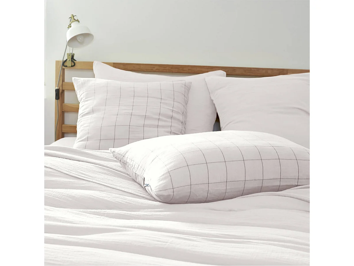 OUREA MOTIF - Taie d'Oreiller 60x60cm Gaze de Coton Chantilly à Grands Carreaux