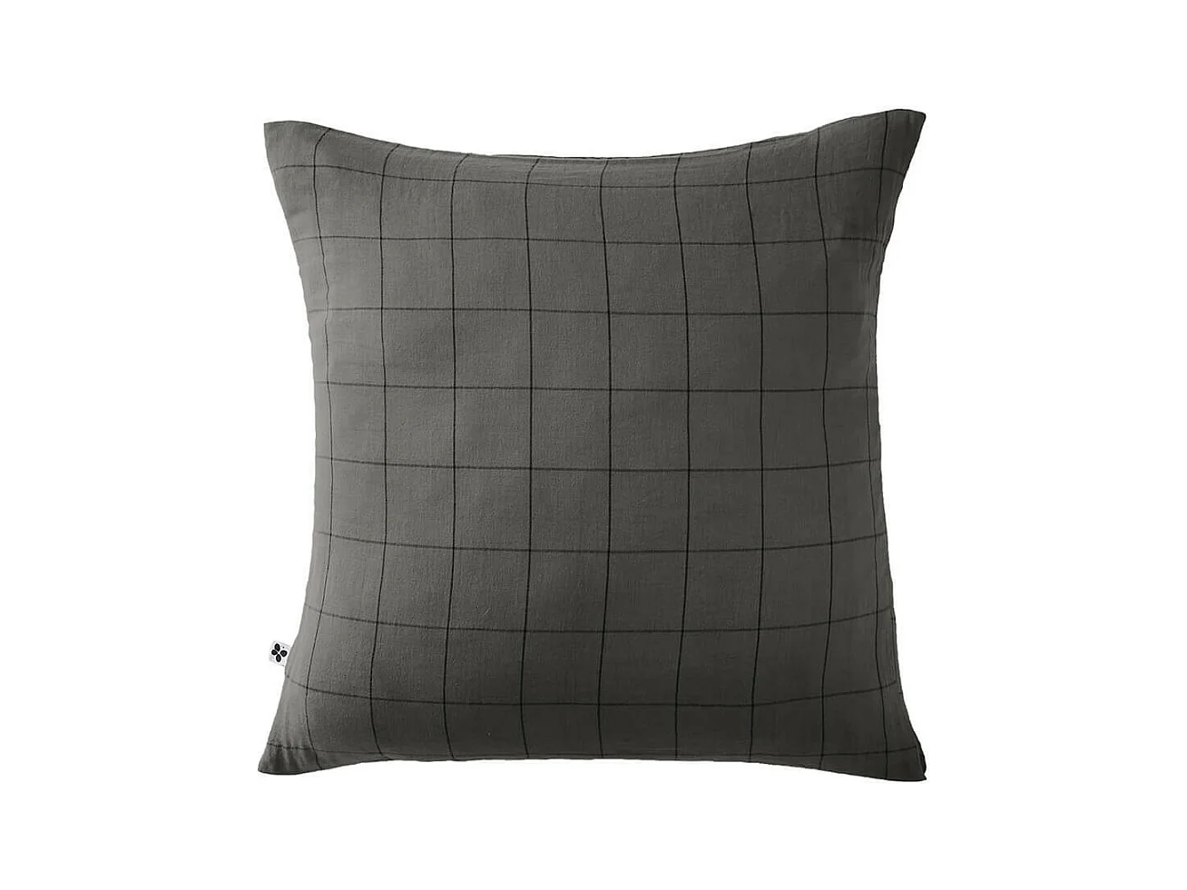 OUREA MOTIF - Taie d'Oreiller 60x60cm Gaze de Coton Granit à Grands Carreaux