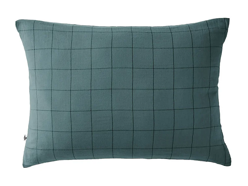 OUREA MOTIF - Taie d'Oreiller 50x70cm Gaze de Coton Canard à Grands Carreaux