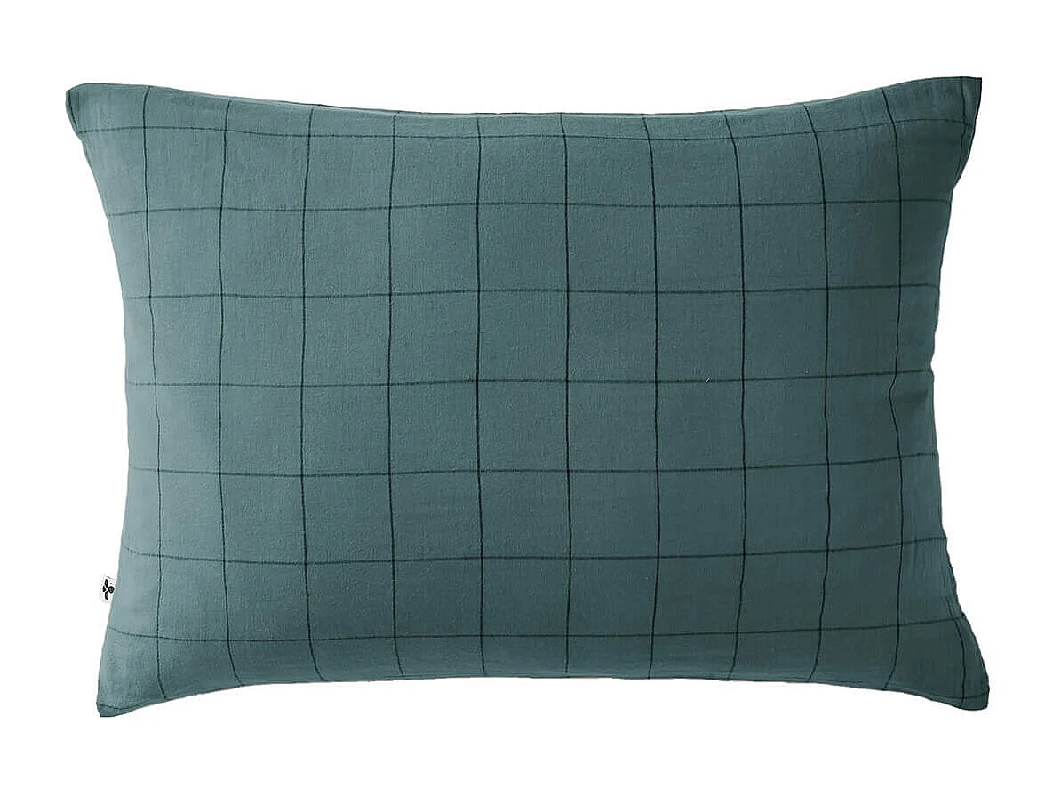 OUREA MOTIF - Taie d'Oreiller 50x70cm Gaze de Coton Canard à Grands Carreaux