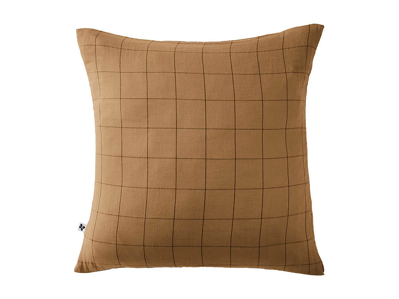 OUREA MOTIF - Taie d'Oreiller 60x60cm Gaze de Coton Camel à Grands Carreaux
