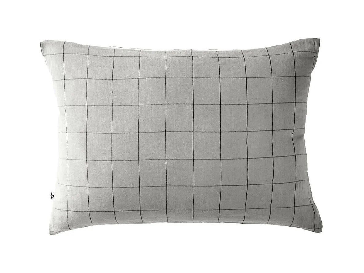 OUREA MOTIF - Taie d'Oreiller 50x70cm Gaze de Coton Nuage à Grands Carreaux