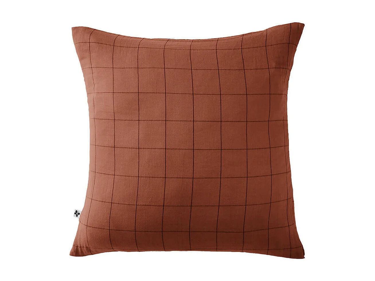 OUREA MOTIF - Taie d'Oreiller 60x60cm Gaze de Coton Terracotta à Grands Carreaux