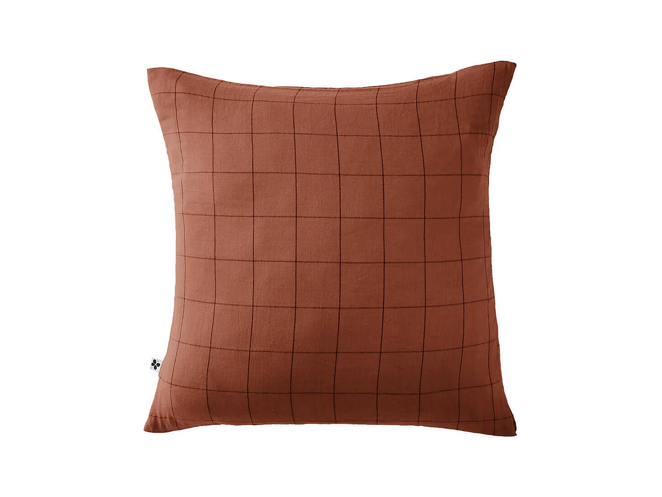 OUREA MOTIF - Taie d'Oreiller 60x60cm Gaze de Coton Terracotta à Grands Carreaux