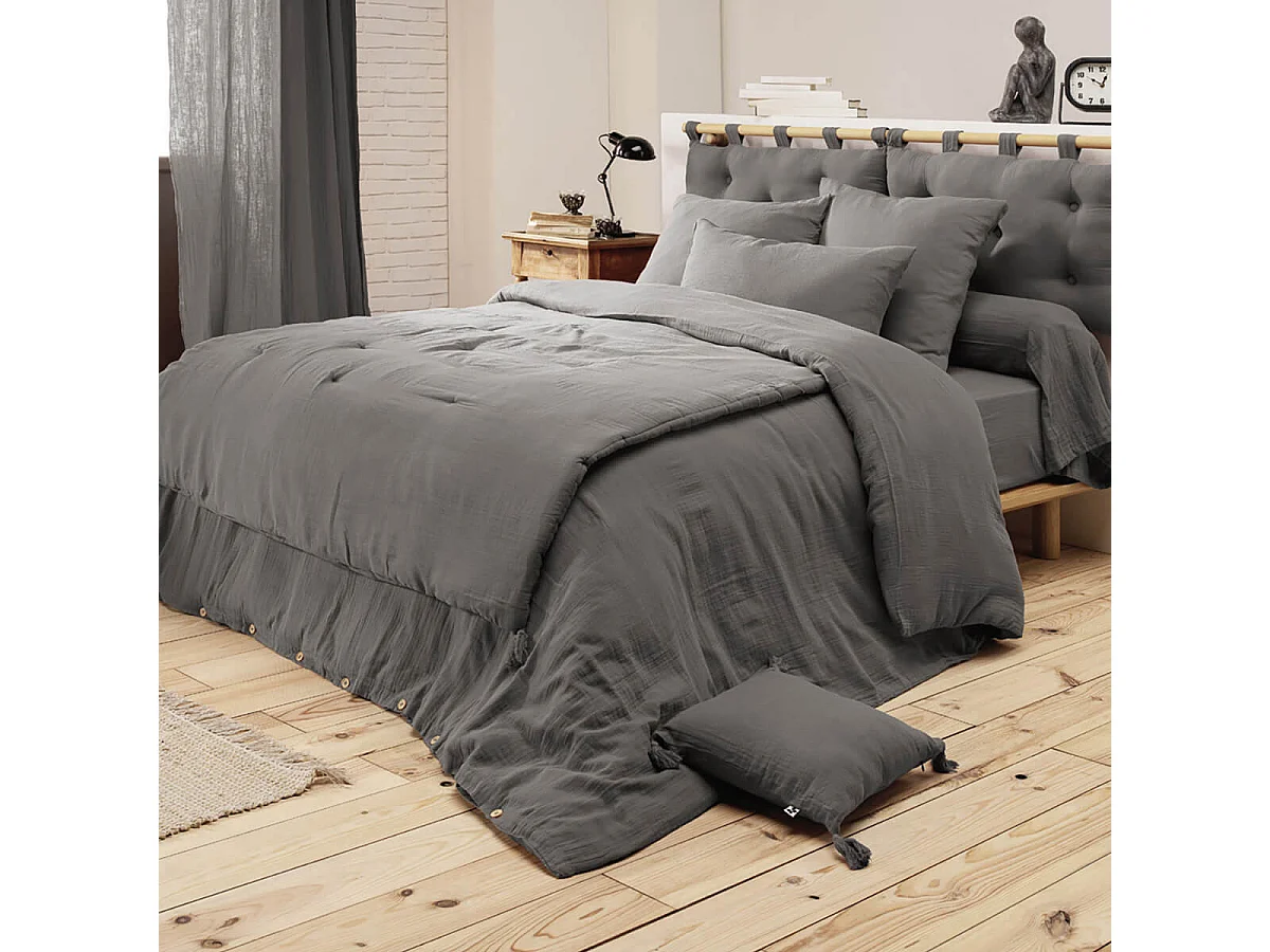 OUREA - Taie de Traversin 43x185cm Gaze de Coton Granit