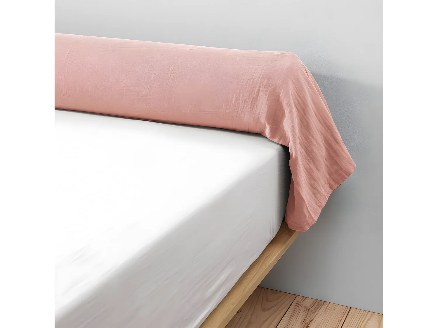 OUREA - Taie de Traversin 43x185cm Gaze de Coton Rose Peche