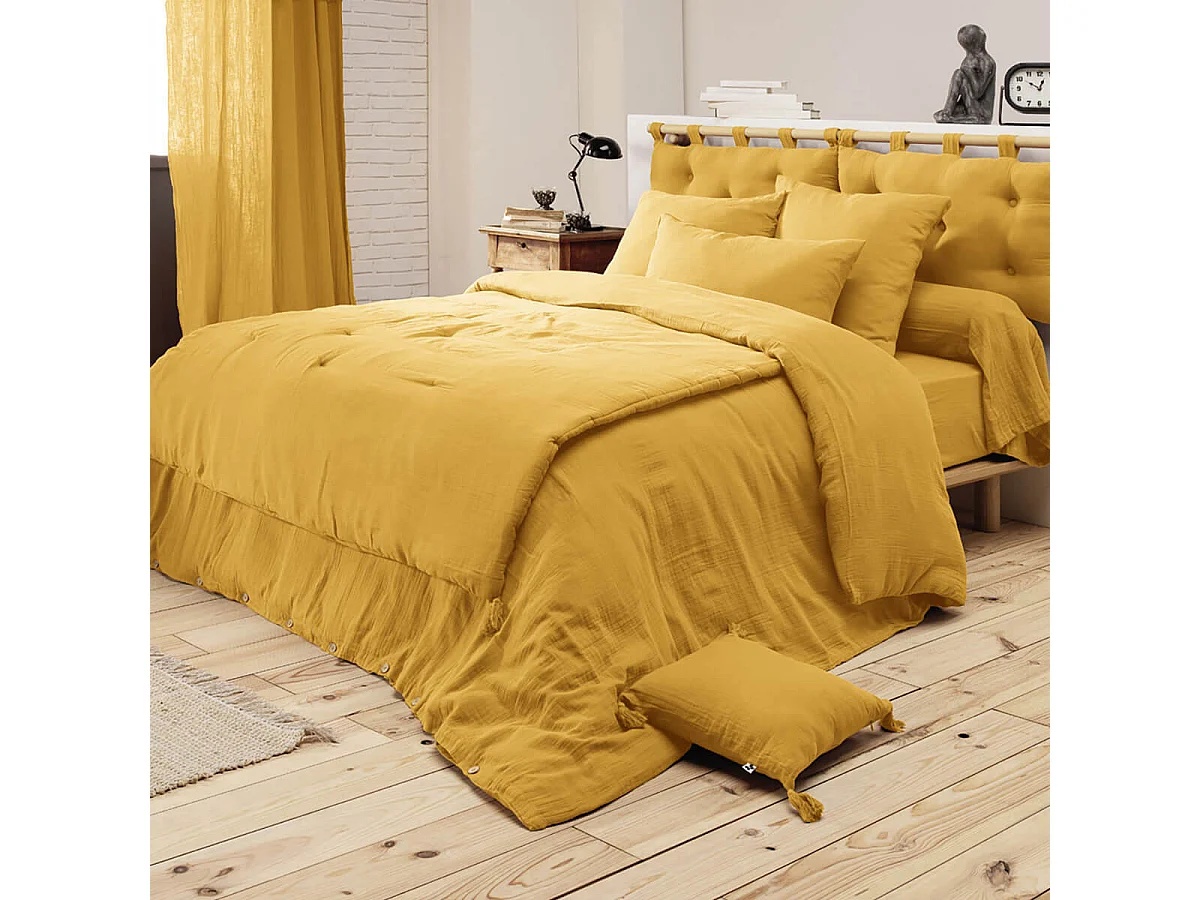 OUREA - Taie de Traversin 43x185cm Gaze de Coton Safran