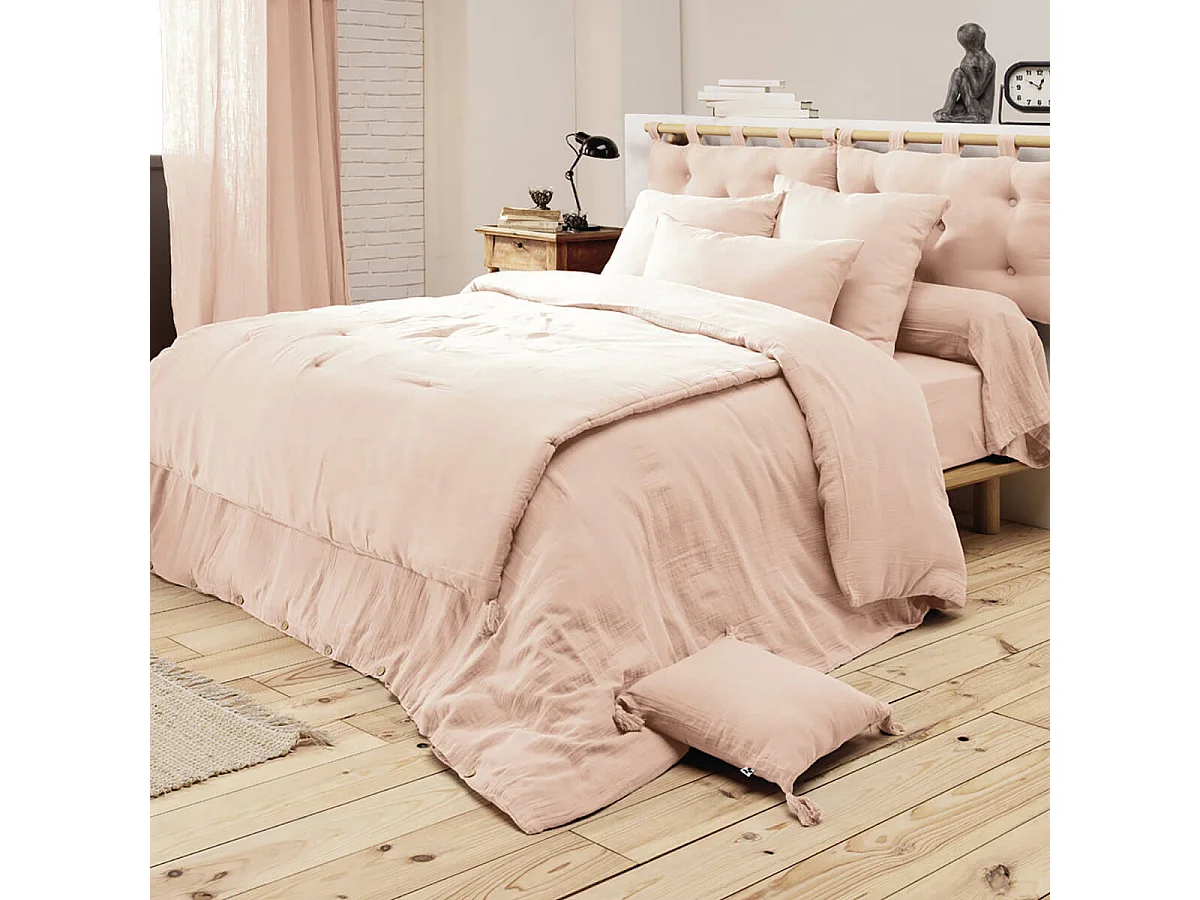 OUREA - Taie de Traversin 43x185cm Gaze de Coton Guimauve