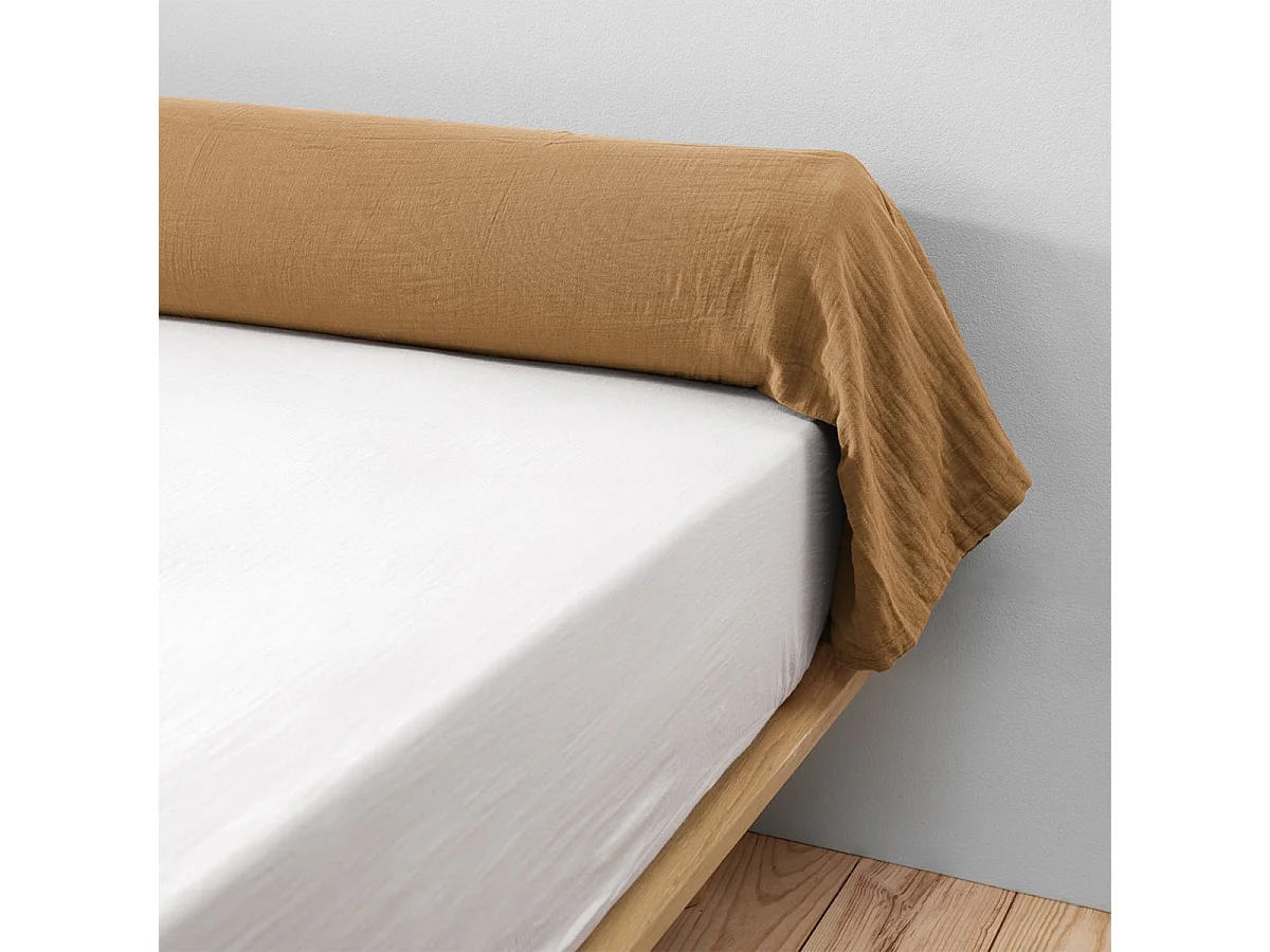 OUREA - Taie de Traversin 43x185cm Gaze de Coton Camel