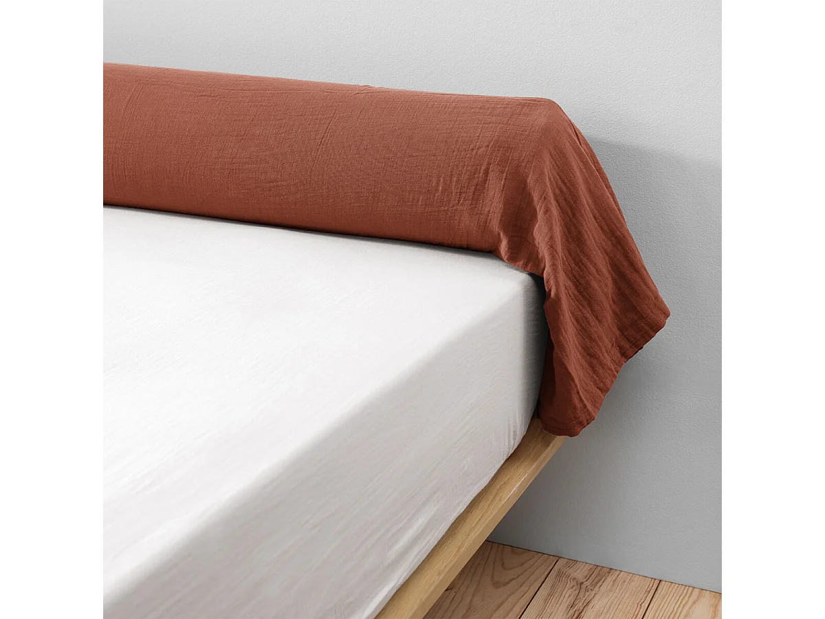 OUREA - Taie de Traversin 43x185cm Gaze de Coton Terracotta