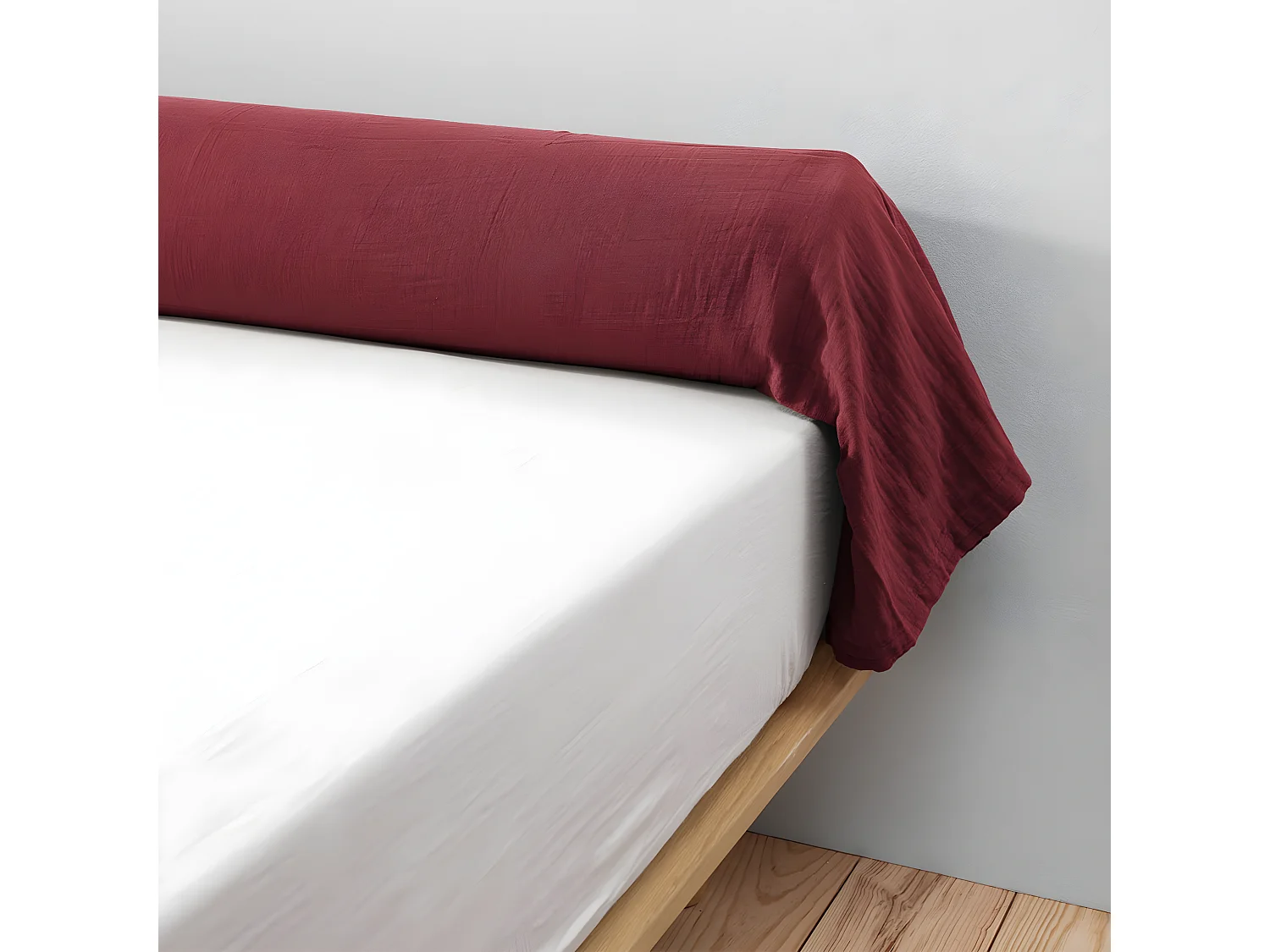 OUREA - Taie de Traversin 43x185cm Gaze de Coton Lie de Vin