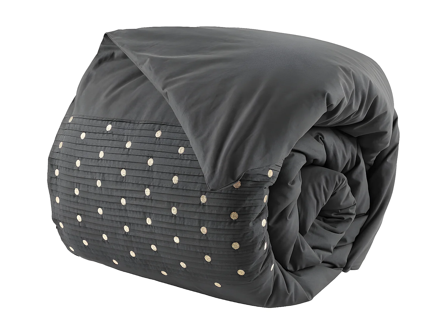 POLLY - Housse de Couette 260x240cm Coton Coloris Poivre