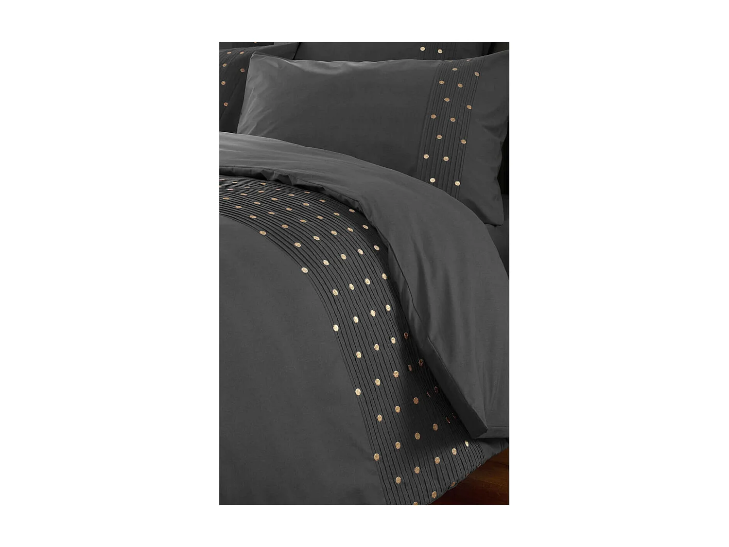 POLLY - Housse de Couette 260x240cm Coton Coloris Poivre