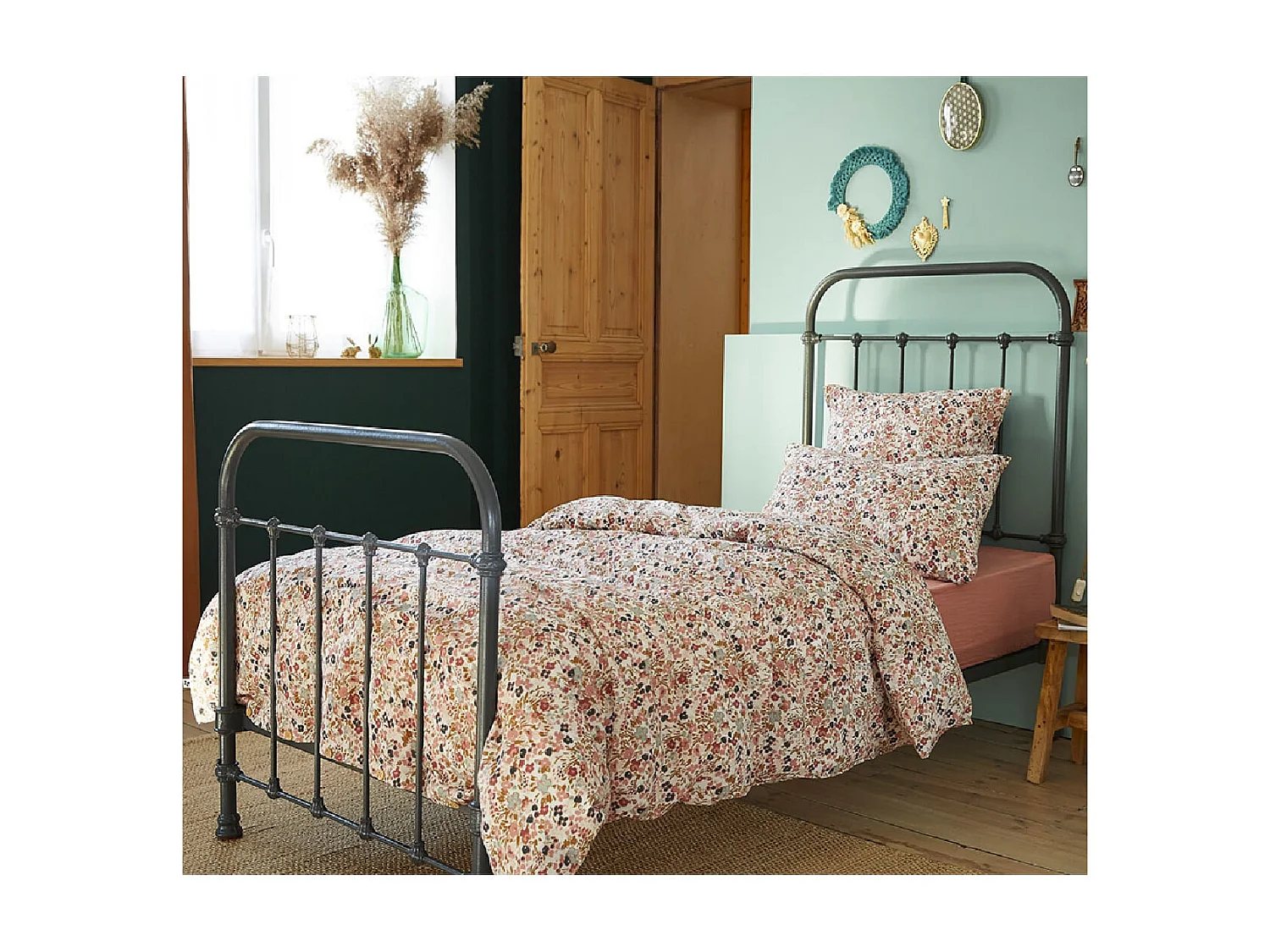 ISIS - Housse de Couette 140x200cm Gaze de Coton Motif Liberty
