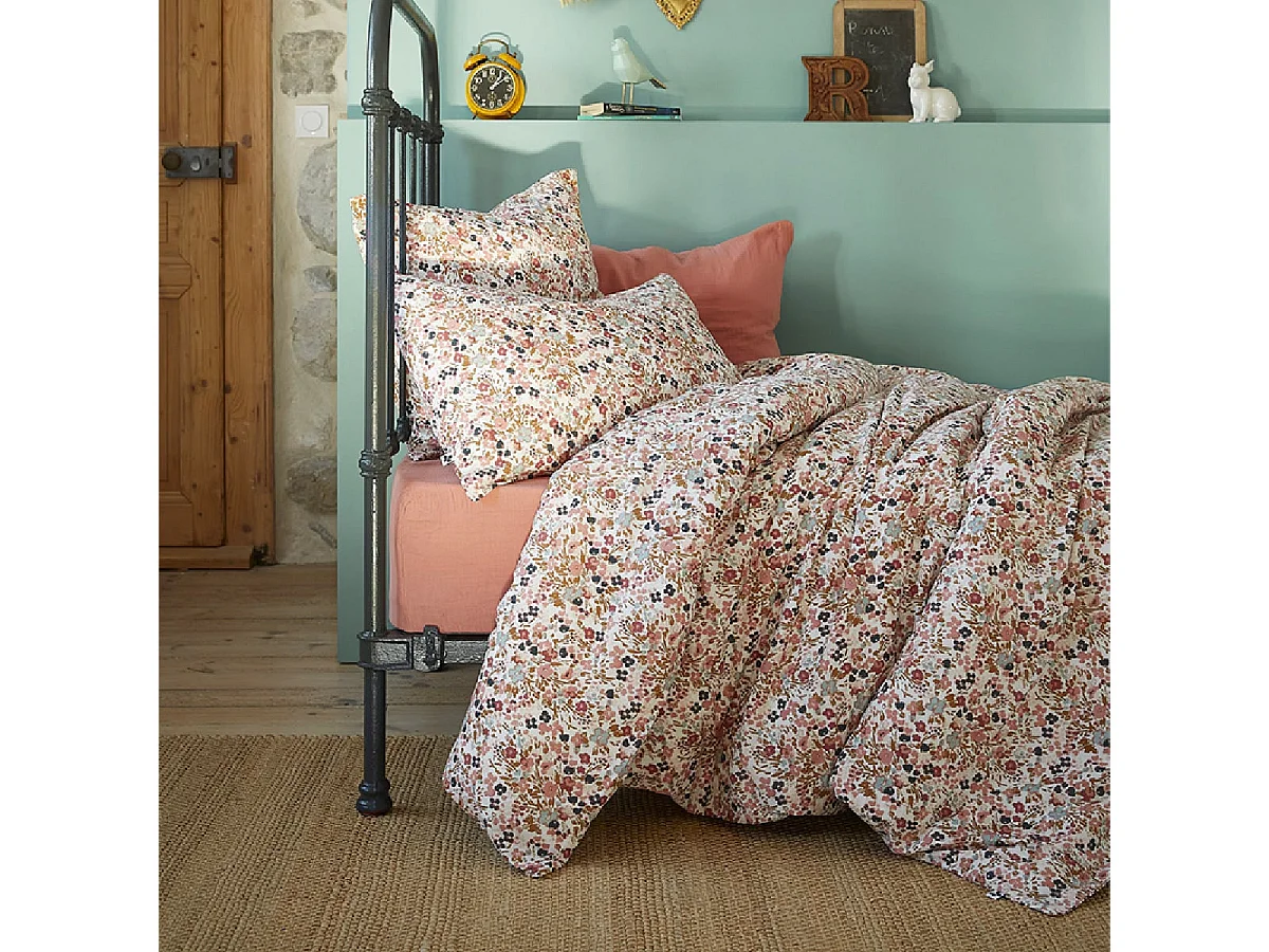 ISIS - Housse de Couette 140x200cm Gaze de Coton Motif Liberty