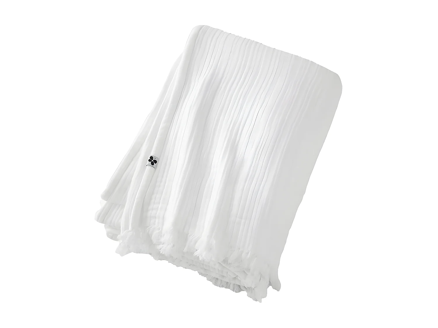 OUREA - Plaid à Franges 130x160cm 4 Epaisseurs Gaze de Coton Chantilly