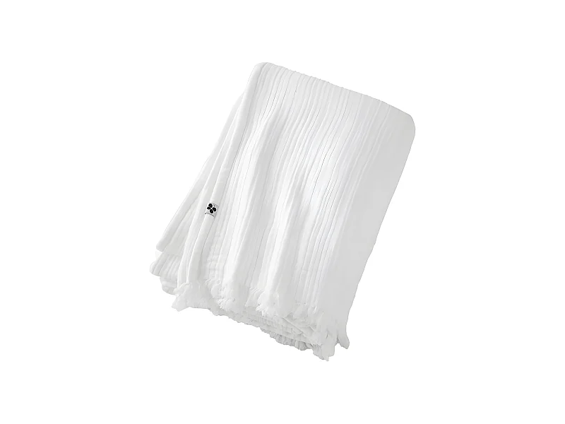 OUREA - Plaid à Franges 180x220cm 4 Epaisseurs Gaze de Coton Chantilly