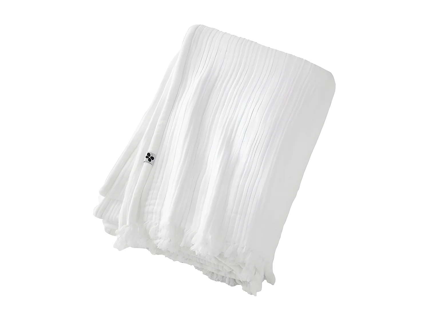 OUREA - Plaid à Franges 180x220cm 4 Epaisseurs Gaze de Coton Chantilly