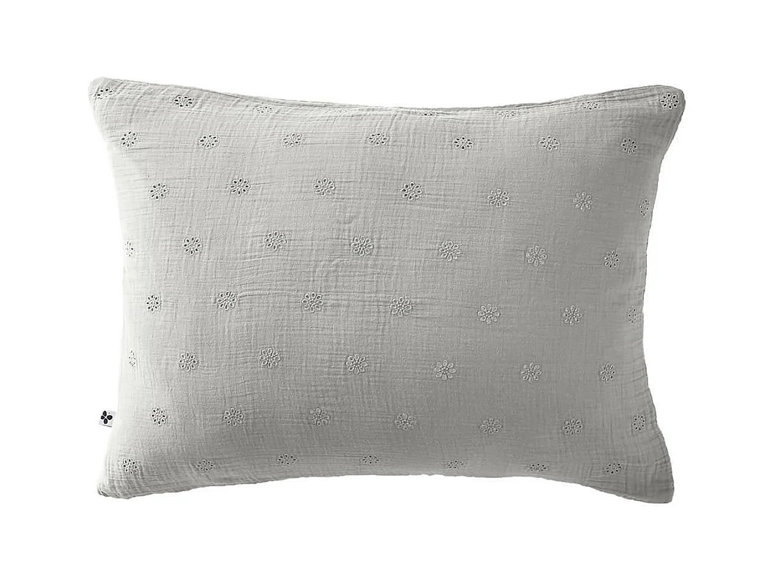 OUREA MOTIF - Taie d'Oreiller 50x70cm Gaze de Coton Nuage à Fleurs Ajourées
