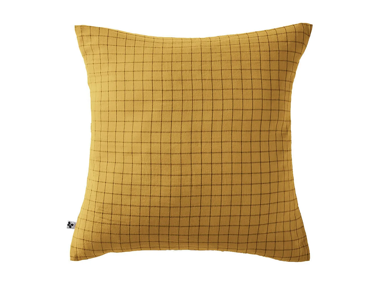 OUREA MOTIF - Taie d'Oreiller 60x60cm Gaze de Coton Safran à Petits Carreaux