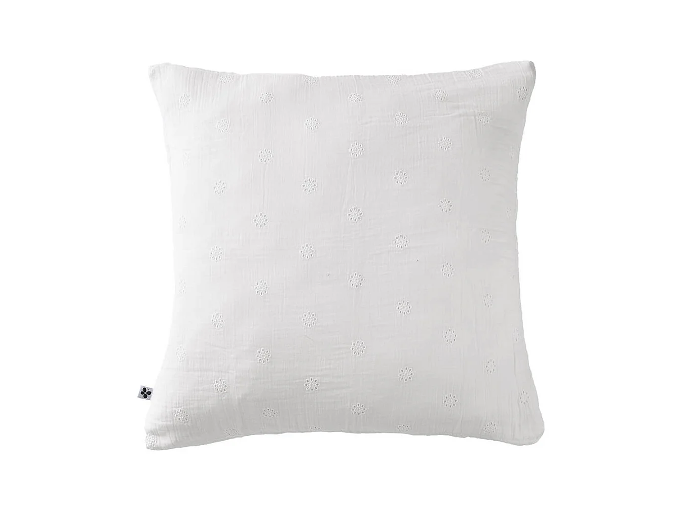 OUREA MOTIF - Taie d'Oreiller 60x60cm Gaze de Coton Chantilly à Fleurs Ajourées