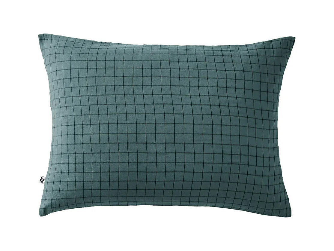 OUREA MOTIF - Taie d'Oreiller 50x70cm Gaze de Coton Canard à Petits Carreaux