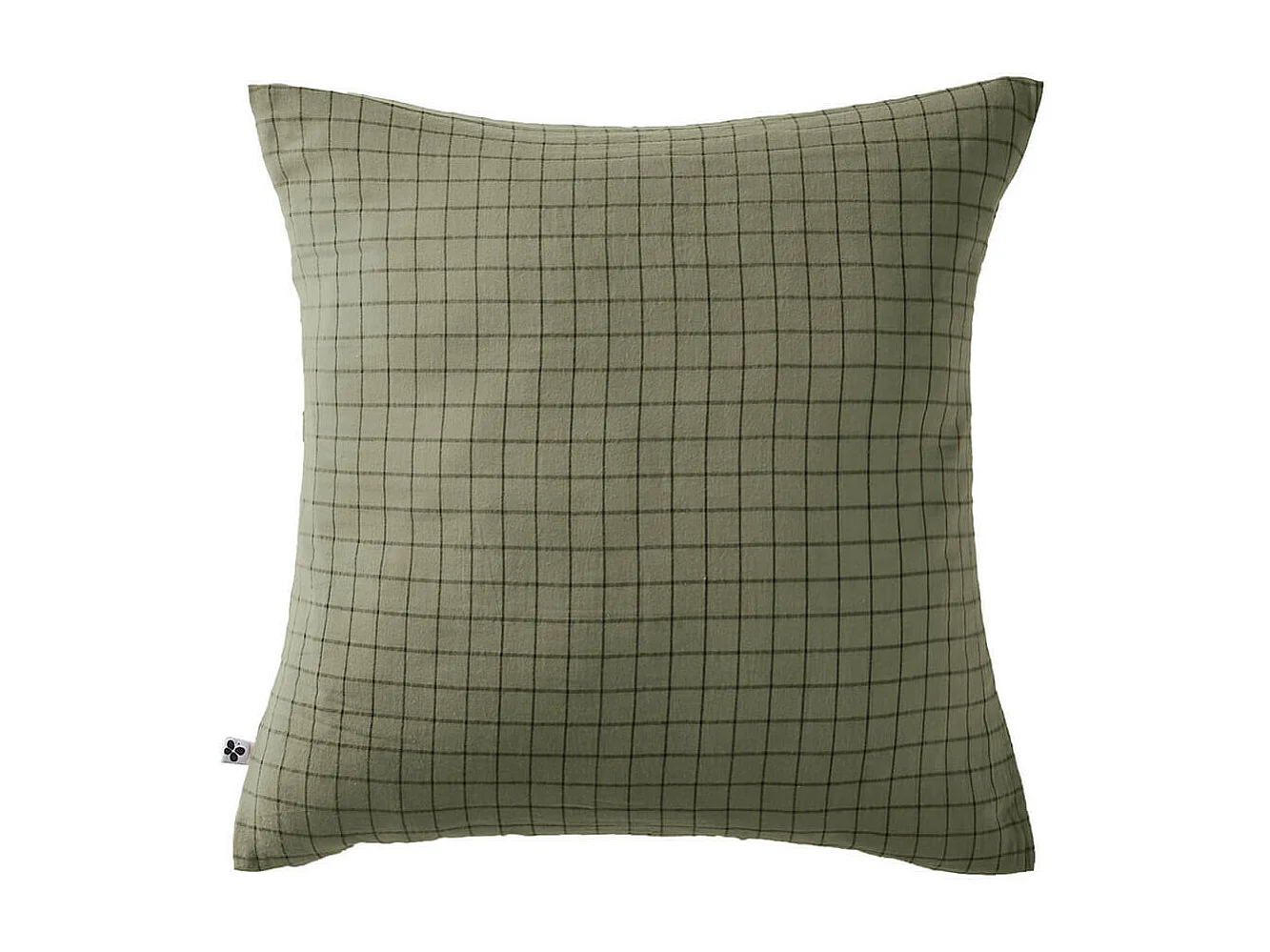 OUREA MOTIF - Taie d'Oreiller 60x60cm Gaze de Coton Romarin à Petits Carreaux