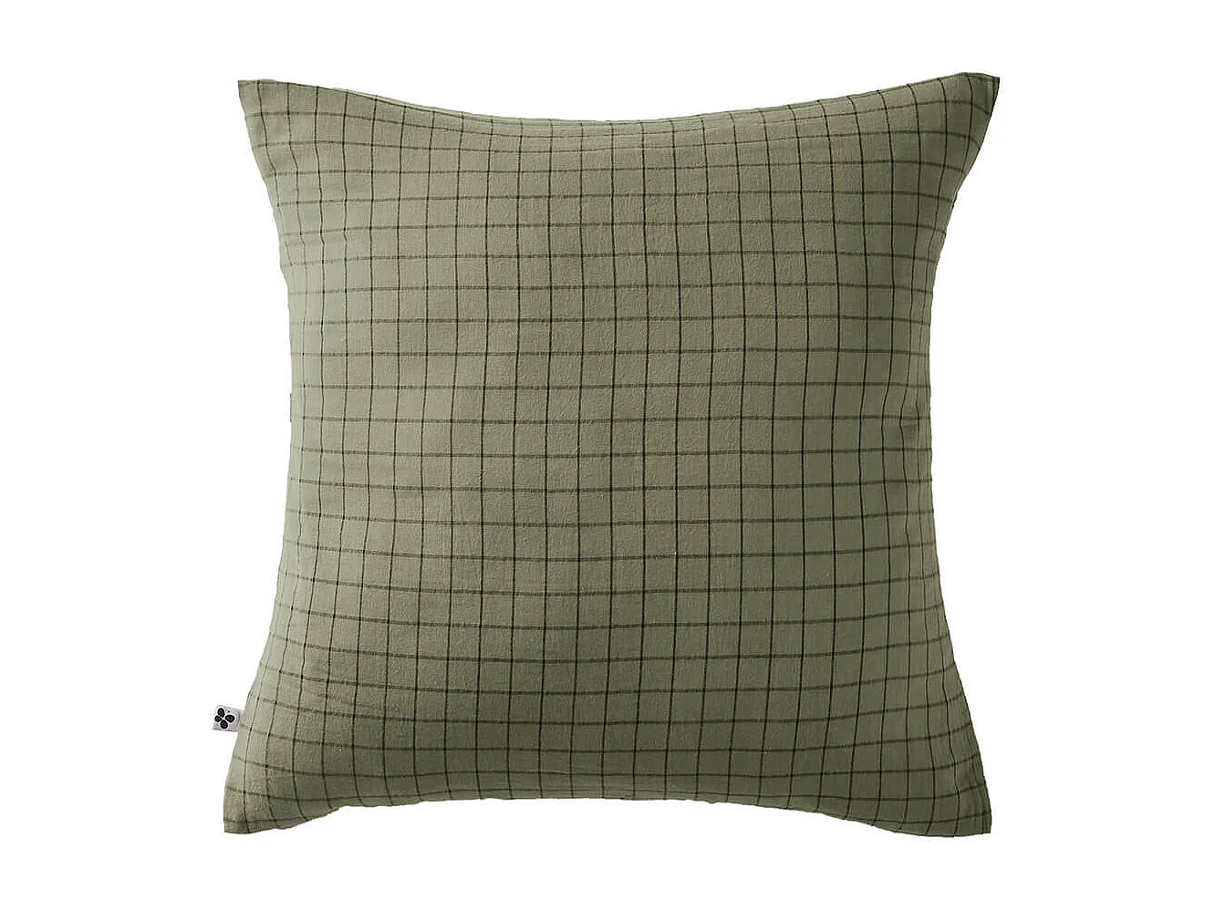 OUREA MOTIF - Taie d'Oreiller 60x60cm Gaze de Coton Romarin à Petits Carreaux